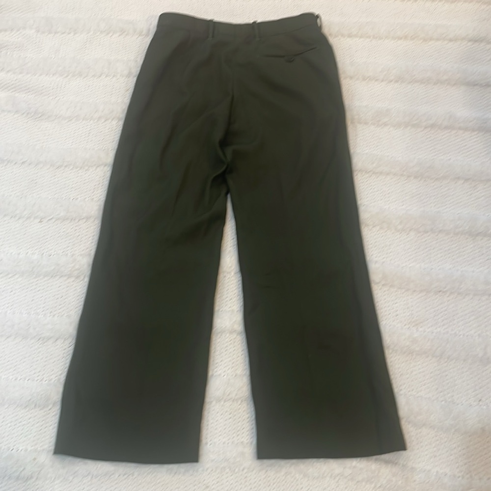 PMI pure virgin wool Men's Olive Green Pants pockets belt loops trousers size 31